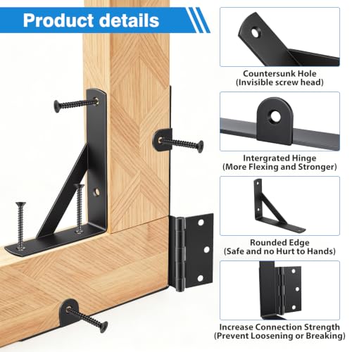 2 Sets Anti Sag Gate Kit Gate Hardware Heavy Duty Fence Gate Kit No Sag Corner Brace Bracket for Wooden Fence with Self-Locking Gate Latch - size: 2 Sets