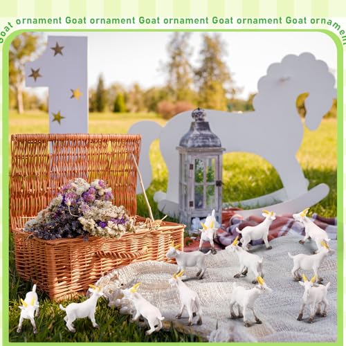 Foilswirl 50 Pcs Mini Goat Figurines Miniature Resin Farm Animal Figurines Set for Decorating Outdoor Micro Landscape Mini Gardens Potted Plant Accessories and Creative DIY Props Cake Topper (Goat)