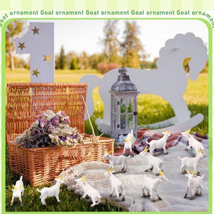 Foilswirl 50 Pcs Mini Goat Figurines Miniature Resin Farm Animal Figurines Set for Decorating Outdoor Micro Landscape Mini Gardens Potted Plant Accessories and Creative DIY Props Cake Topper (Goat)