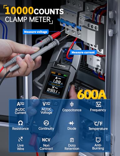 FNIRSI DMC-100 Clamp Meter 9999 Counts TRMS, 600A AC/DC Amp Meter
