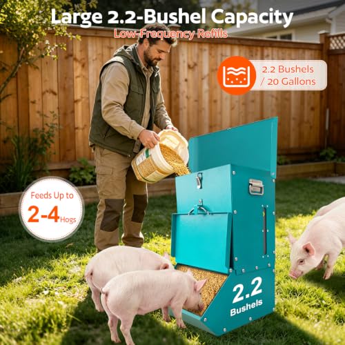 Single Door Hog Feeder, 2.2 Bushel Capacity Pig Feeder - size: 2.2 Bushel