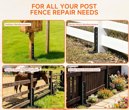 Fence Post Repair Kit, Quick Fix Leaning for 4x4/ 6x6 Wood Posts (1-Pack)