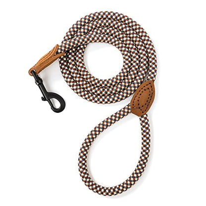 Mile High Life Dog Leash with Genuine Leather-Wrapped Ends, 4/5/6FT - color: Brown, size: 48 Inch-1/2"