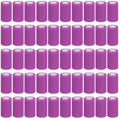 Treela 48 Pack Self Adhesive Wrap Bandage, Light Purple, 3 Inches x 5 Yards - color: Light Purple, size: 3 Inch X 5 Yards