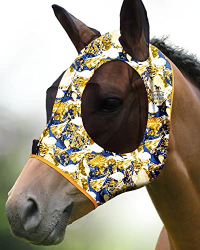 Harrison Howard Super Comfort Stretchy Fly Mask Large Eye Space with UV Protection Soft on Skin with Breathability Fly Mask -Luxe Vibe - color: Luxe Vibe, size: Cob (Medium)