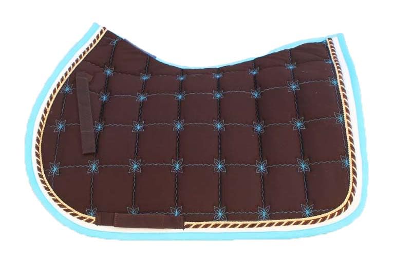 CHALLENGER Horse Cotton Quilted All Purpose English Saddle PAD Trail Brown Turquoise 72F40