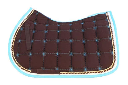 CHALLENGER Horse Cotton Quilted All Purpose English Saddle PAD Trail Brown Turquoise 72F40