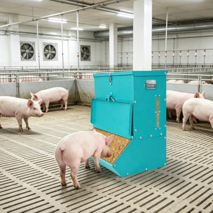 2 Door Pig Feeder, Hog Feeder, Metal Piglet Feeder Suitable - size: 3.7 Bushel