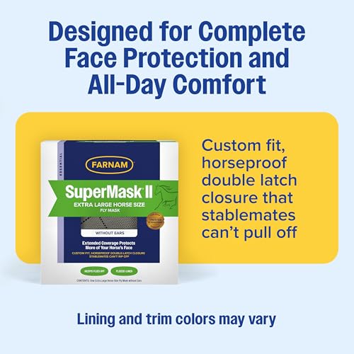 Farnam SuperMask II Horse Fly Mask Without Ears, Protects Eyes, XL Size - size: Extra Large Horse