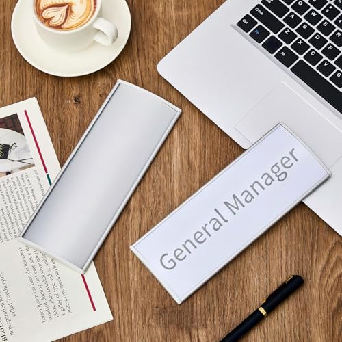 Therwen 50 Pcs Aluminum Office Name Plate Holder for Door, Silver - color: Silver