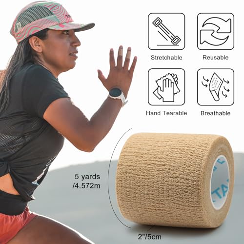 OK TAPE Self Adherent Cohesive Bandages Wrap 24Packs 2" x 5 Yards - color: Beige, size: 2 In x 5 Yards