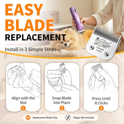 Size 5FC Detachable Pet Grooming Clipper Blade with Ceramic Cutter, 6.3mm 1/4 Inch Cut Length, Silver, Compatible with Andis, Oster A5, Wahl KM10, 3 Pack - color: Silver, size: 5FC 6.3mm - 3 Pack