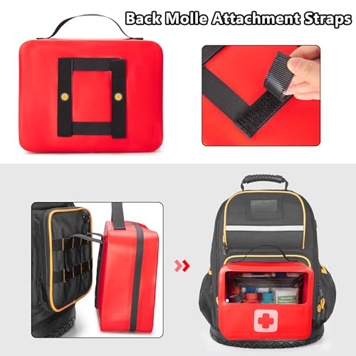 Marscamd Waterproof Empty First Aid Bag with a Detachable Panel - color: Red