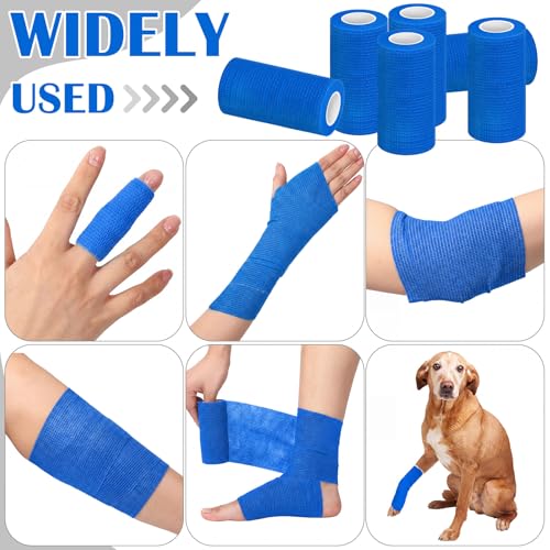Treela 36 Pcs Self Adherent Bandage 4" X 5 Yard Wrap Breathable - color: Blue, size: 4" X 5 Yard