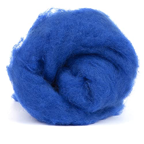 Desert Breeze Distributing Maori Wool Carded Batting, 100% Natural New Zealand Wool Made by DHG in Italy for Needle Felting, 3.5 OZ, 27 Micron, Color Royal Blue - color: Royal