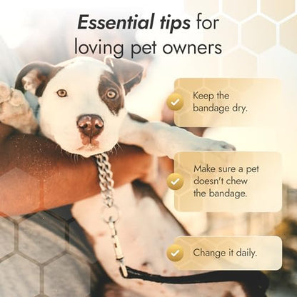 Self-Adhesive Elastic Dog Bandages for Wounds Protect from Licking, Dirt and Scratching – Set of Wraps from Natural Rubber Latex – Dog Bandage for Large & Small Pets – 5 х 5 cm + 2 х 10 cm Rolls - size: 5 pcs x 5 cm + 2 pcs x 10 cm