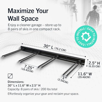 StoreYourBoard Ski Rack Wall Mount, Holds 8 Pairs, Ski & Snowboard Storage - style: 8 Skis