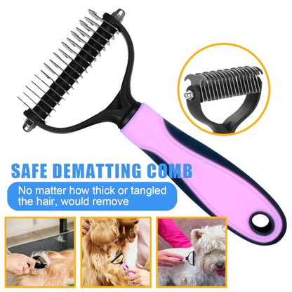 Complete Pet Grooming Solution by Dog - 9PCS Kit with Slicker Brush, Deshedding Tool, and Grooming Comb for All Breeds and Sizes, Promotes Healthy Skin and Coat - color: Pink, size: 10 PCS