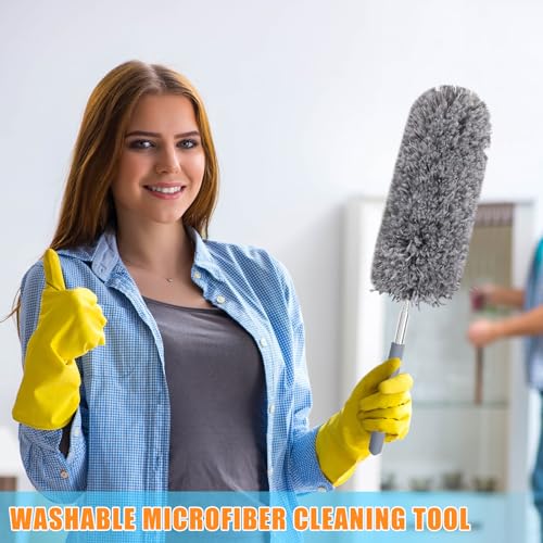 Tanlade 12 Pcs Microfiber Feather Dusters for Cleaning, Gray - color: Gray