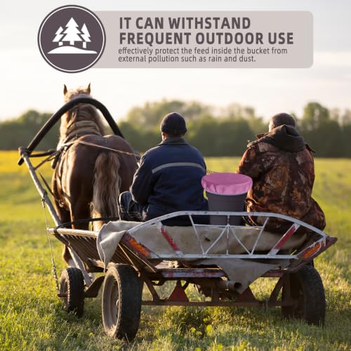 2-5 Gallon Horse Bucket Cover, Waterproof Horse Feed Bucket Cover, Lightweight and Easy to Use (Excluding Bucket, Magenta) - color: Magenta