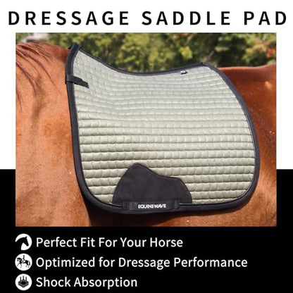 EQUINEWAVE Aria Soft Suede Dressage Saddle Pad – Breathable Moisture-Wicking Lining, Shock-Absorbing Cushion, Contoured Spine, English Horse Saddle Pad - color: Champagne