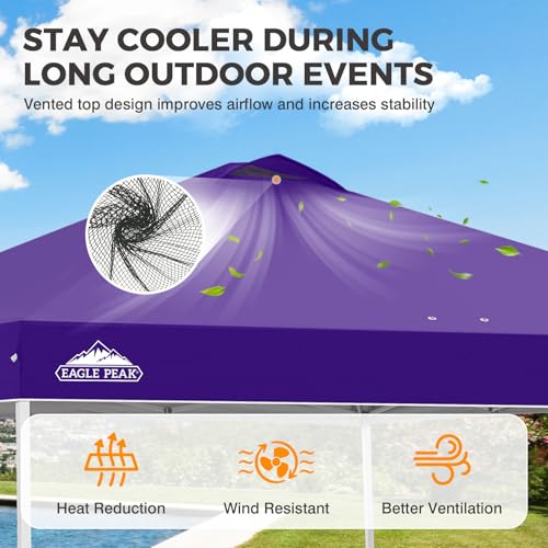 EAGLE PEAK 10x10 Pop Up Canopy Tent Easy Up Canopy Outdoor, Purple - color: Purple, size: 10x10