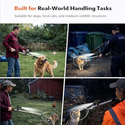 Animal Catch Pole Control Tool – 60"-92" Adjustable Noose Pole Animal Control Kit for Dogs, Feral Cats & Medium Wildlife Handling with Safety Accessories