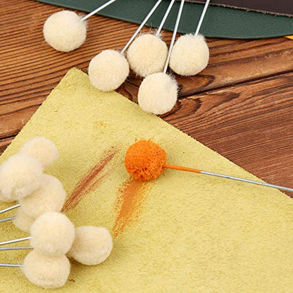 BUTUZE 75 Pcs Wool Daubers Ball Brush, Ball Brush Leather Dye Tool - size: 75 Pcs