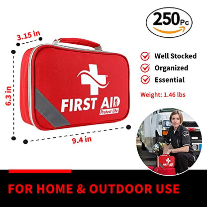 Protect Life Survival First Aid Kit for Home/Business, Camping 250pcs - size: 251 Pieces