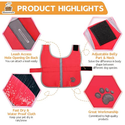 Queenmore Cold Weather Dog Coats Loft Reversible Winter Fleece Dog Vest Waterproof Pet Jacket Available in Extra Small, Small, Medium, Large Extra Large Sizes - color: Red, size: X-Small