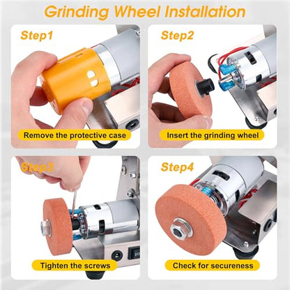 Mini Belt Sander for Knife Making, 3 IN 1 Electric Power Bench Belt Sanders | 7 Adjustable Speed Knife Sharpener Knife Polishing Kit for DIY Metal Woodworking Knife Making (Vertical) - style: Vertical Belt Sander