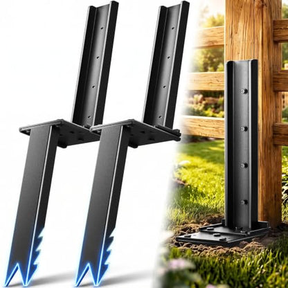 VANCASTLE Fence Post Repair Kit Adjustable, 2-Pack，Easy to Install, Black