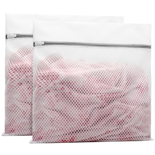 Muchfun 2Pcs Durable Honeycomb Mesh Laundry Bags for Delicates 24x24 Inches - size: 2 XX-Large