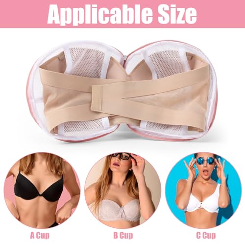 9 Pieces Bra Washing Bags for Laundry - Mesh Lingerie Wash Bags with Zipper, Soft Polyester Delicates Protector for Bras, Underwear, Socks, and Travel Storage (White & Pink, 6.3" x 5.5")