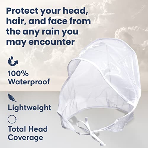 Waterproof Rain Bonnet Hat w Full Cut Visor & Netting for Men/Women (Unisex) - color: White