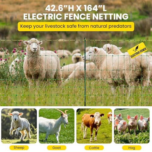Rintea Electric Fence Netting, 42.6 in H x 164 ft L, Livestock Fence