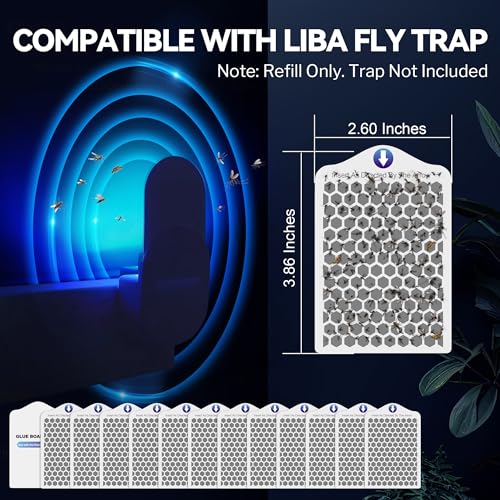 Qualirey 25 Pack Flying Insect Trap Refill Compatible with LiBa/PIMAG/Onsinn/Fly Trap Indoor, Sticky Glue Cards, Bug Catcher Refills, Glue Boards Refill for Insect Bug Mosquito Gnat Fruit Flies