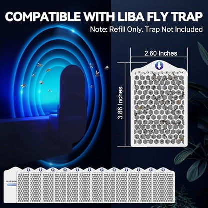 Qualirey 25 Pack Flying Insect Trap Refill Compatible with LiBa/PIMAG/Onsinn/Fly Trap Indoor, Sticky Glue Cards, Bug Catcher Refills, Glue Boards Refill for Insect Bug Mosquito Gnat Fruit Flies