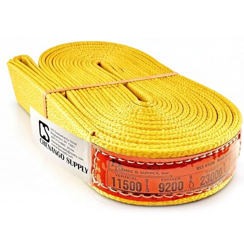 DD Sling 4 Inch x 30 Foot Nylon Lifting Sling – USA Made, 11,500 lb Vertical, 9,200 lb Choker, 23,000 lb Basket – 2-Ply Heavy Duty 900 Webbing, Type 3 Flat Eye & Eye Rigging Sling - size: 4"x30'
