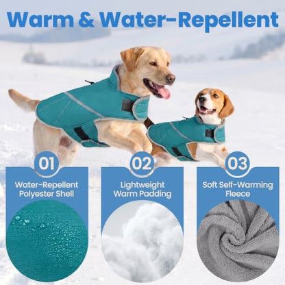 VIVAGLORY Dog Jacket Warm Snowrap Dog Winter Coat Vest, XXS, Turquoise - color: Turquoise, size: XXS(Chest: 12-15'')