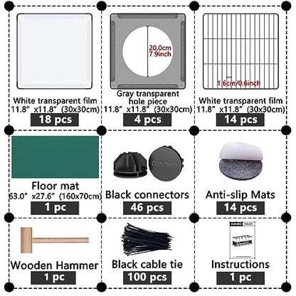 DINMO 36 Panels Bunny Playpen, Oxford Mat & Game Holes, Expandable Fence - style: Plastic and Metal Mesh Design