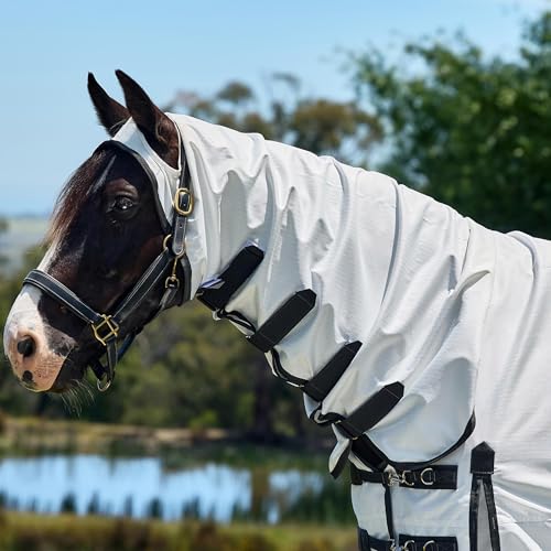 WeatherBeeta ComFiTec Sweet Itch Shield Fly Sheet Combo, White/Charcoal, 78" - size: 78"