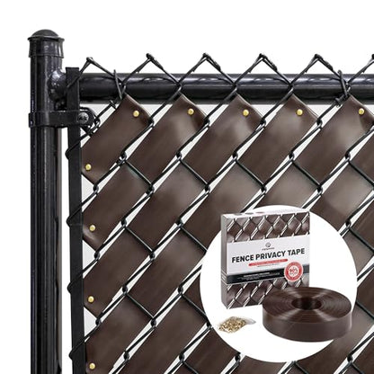 Chain Link Fence Privacy Tape 250 ft (40 SqFt) (Chocolate Brown) | for Gardening, Outdoor Wall, Balcony, Patio, Yard, Injury Prevention, Safety Fence Cover for Dog, Other Pet Hedge Slats - color: Chocolate Brown