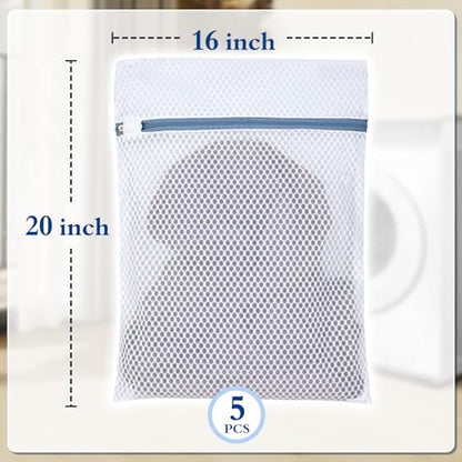 Heavy-Duty Honeycomb Mesh Laundry Bags 5-Pack (16x20 Inch) | Delicates Protector for Lingerie & Baby Clothes - size: L5