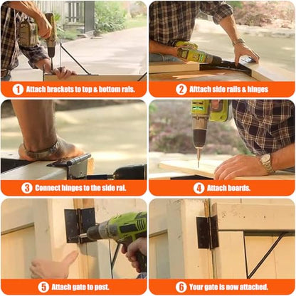 Mofeez Gate Corner Brace Bracket No Sag Kit for Shed Doors Driveway Gates Corral Gates Wood Windows (with Gate Latch) - style: Anti Sag Gate Kit and Gate Latch