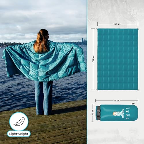 Puffy Blanket for Cold Weather - Down Camping Blanket with Sustainable Insulation, Lightweight & Warm Outdoor Camping Quilt, Water-Resistant, Compact & Packable - color: Maritime