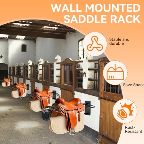 2 Pack Saddle Rack with Pad Bar, Heavy-Duty Wall Mounted Saddle Stand