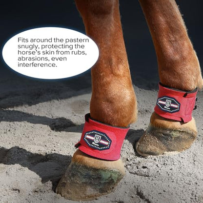 Harrison Howard Durable Shock-Absorbent Breathable Impact Protection Pastern Wraps for Horse Sold in Pairs Red - color: Red
