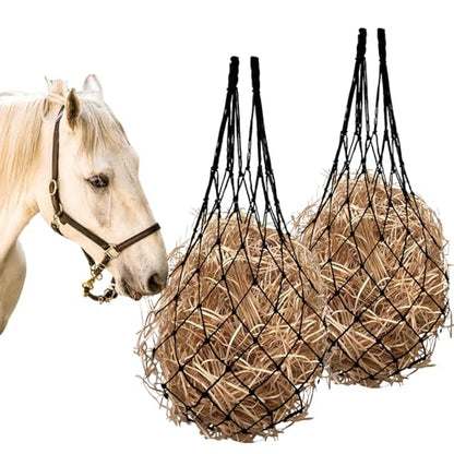 Quixleen 2PCS Hay Nets for Horses,Slow Feed Hay Bag for Horses Goat Sheep | ﻿ 39.37" Long Hanging Hay Net Feeder for Horses,Slow Feed Hays Net Large Capacity for Horse Feeder Full Day,Heavy Duty