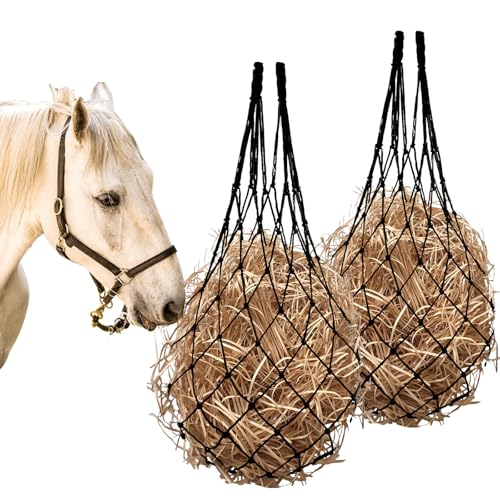 2PCS Slow Feed Hay Net for Horses Goat Sheep,39" Slow Feed Hay Bag | Durable Mesh Hanging Hay Net Feeder,Heavy Duty,For Stall,Fence,Trailer,Goats & Sheep Stable Trailer Pasture